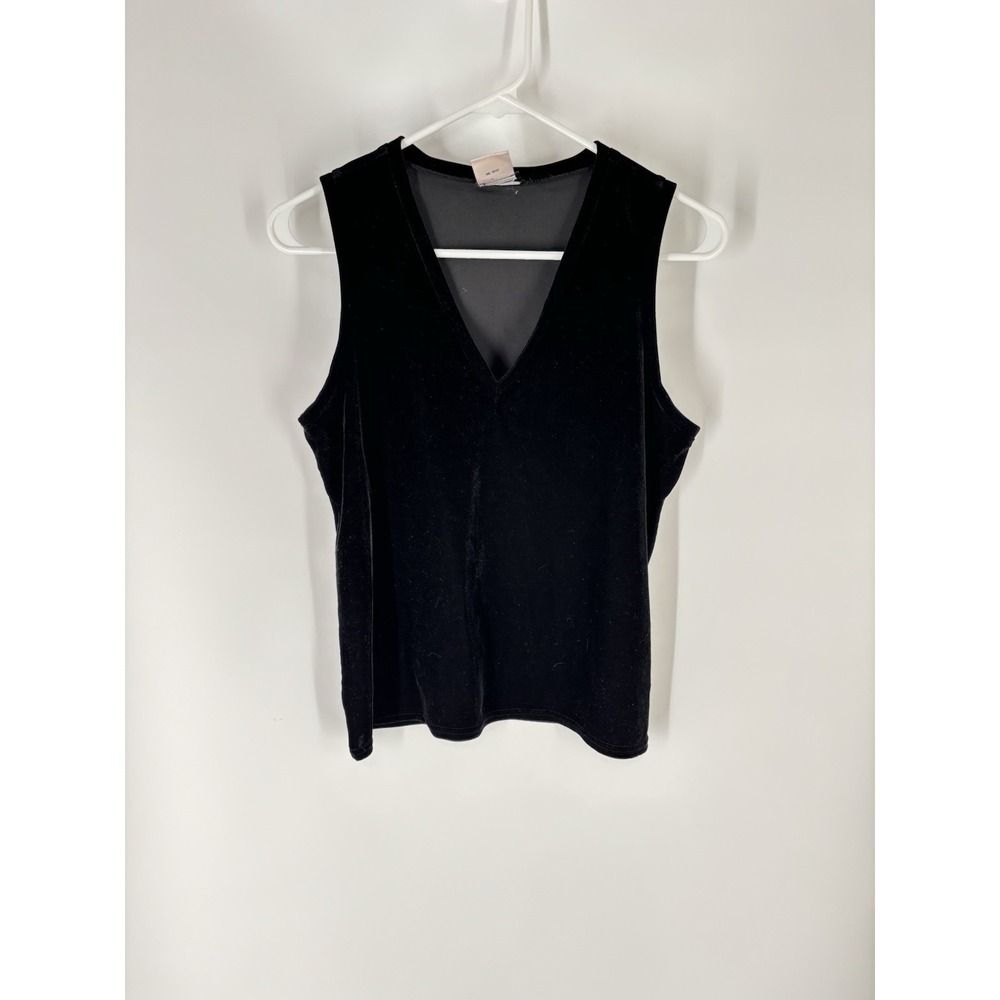 Eileen Fisher‎ Womens Velvet Tank Top Size Medium V Neck Layer Event Minimalist